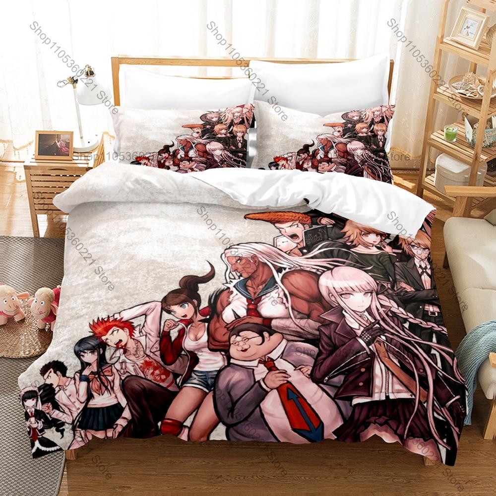 Danganronpa Monokuma Bedding Set 3Pcs Quilt Cover Pillowcase Cartoon Home Textile All Sizes Bed Set