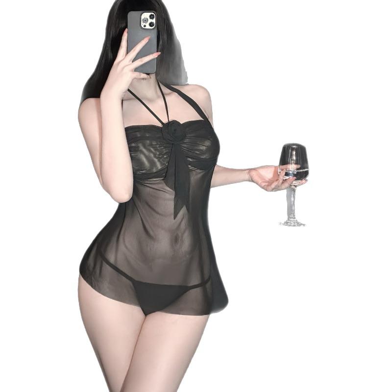 Sex Underwear Clarins Clarins Wife Sexy Pajamas Hollow Lace Mesh Hanging Neck Perspective Suspenders Pure Lust Seduction Nightgown