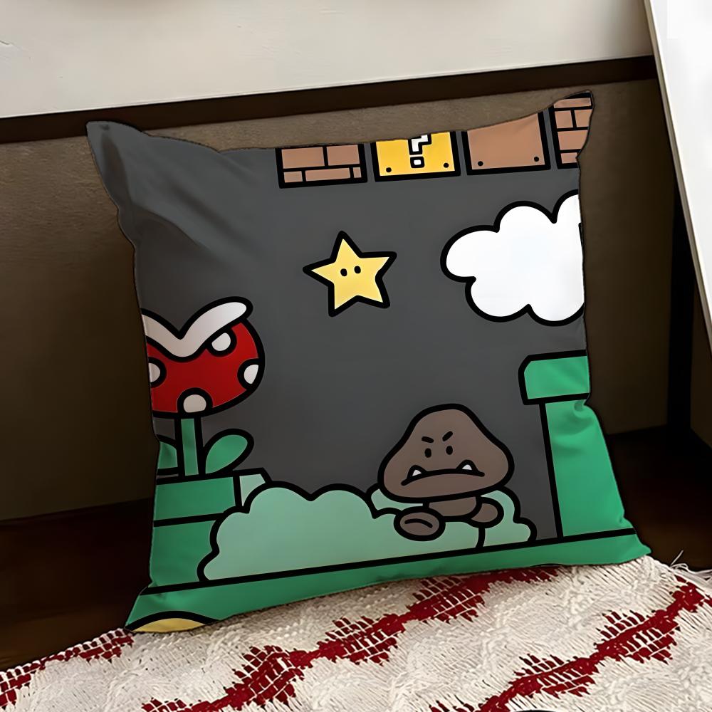 SSuper Cute Style MMarioS Cushion Cover Reversible Soft Durable Pillow Cover Home  Car MultiScene Use for Daily Comfort