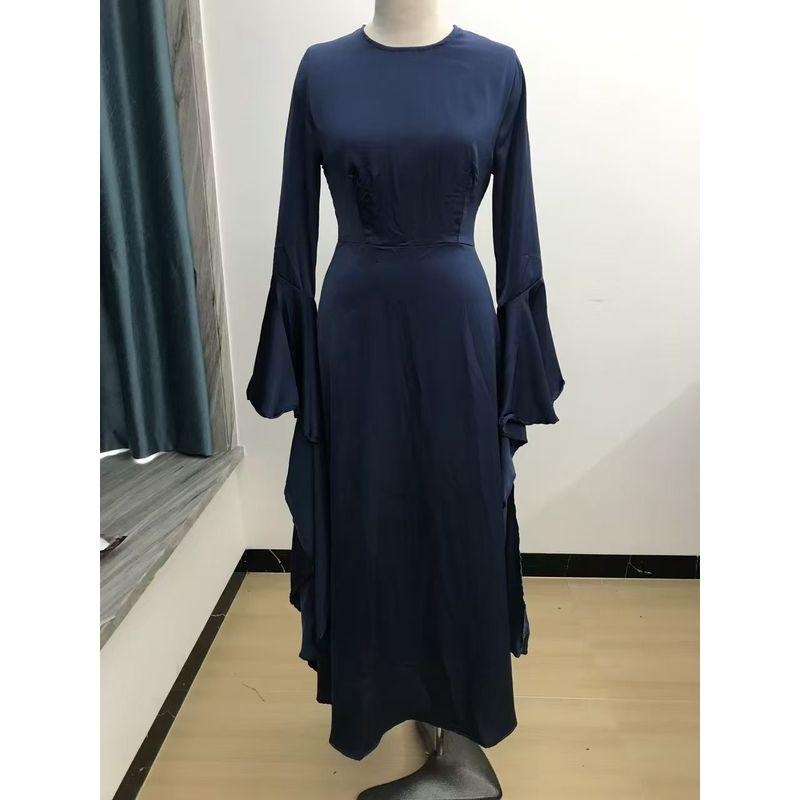 Cross-Border Middle East Foreign Trade Women's Clothing 2024 Fall New Arrival Dubai Robe Silm Slim Looking Waist-Tight Elegant Dress Women