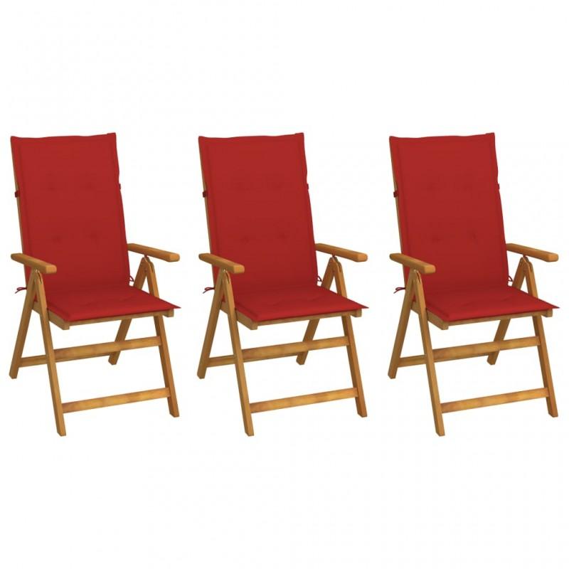 Day and Night - Day and Night Folding Garden Chairs 3 Units and Cushions Solid Acacia Wood