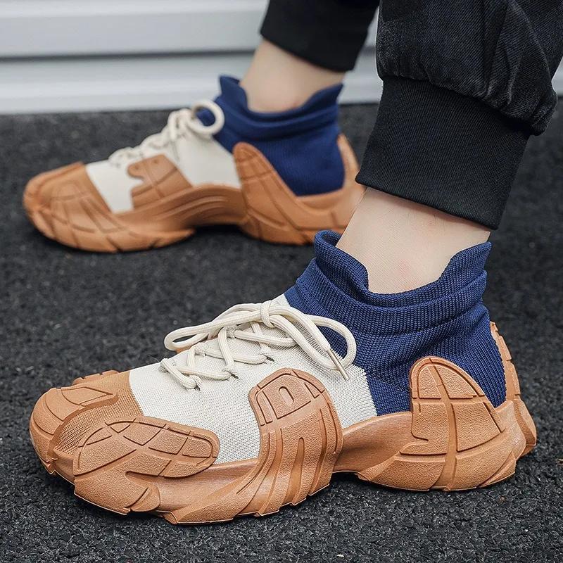 Herr Casual Sneakers 2025Ny Trend Patchwork Andningsbara Löparskor Plattform Bekväma Promenad Joggingskor Snörskor Träningsskor