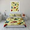 Construction Vehicles and Barriers Pattern Print Bedding Set 1 Duvet Cover 2 Pillowcases for Adult and Children Luxury Gift