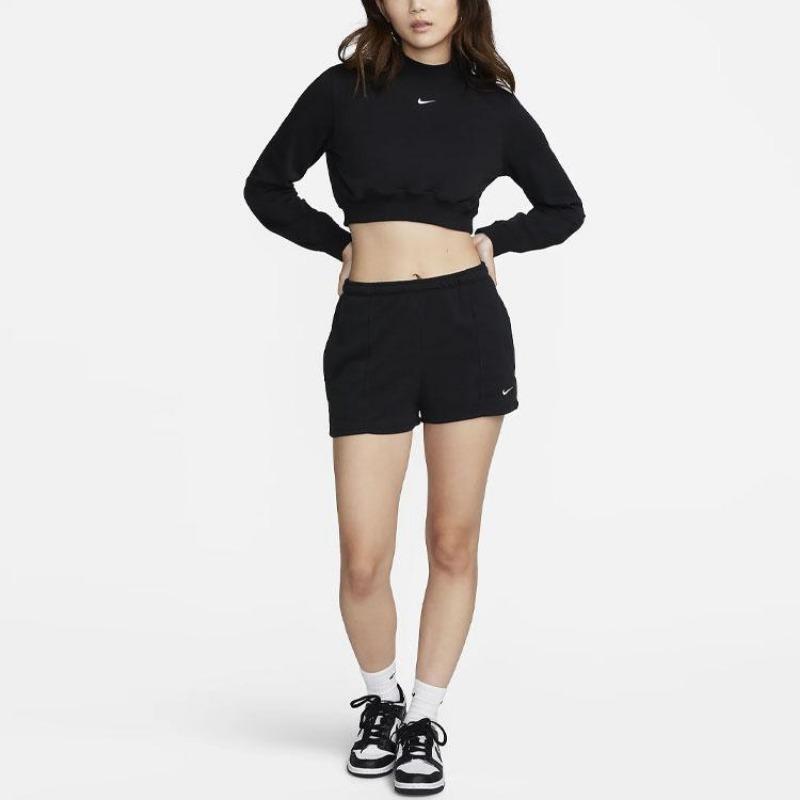 Nike Women's  Black Mock Neck Cropped Sweatshirt FN2477-010