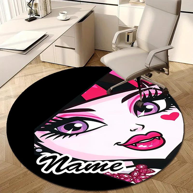Personalized M-Monster High Draculaura Round Chair Office Rug - Perfect for Mat, Office Chair & More - Ideal Gift for Birthdays and Holidays