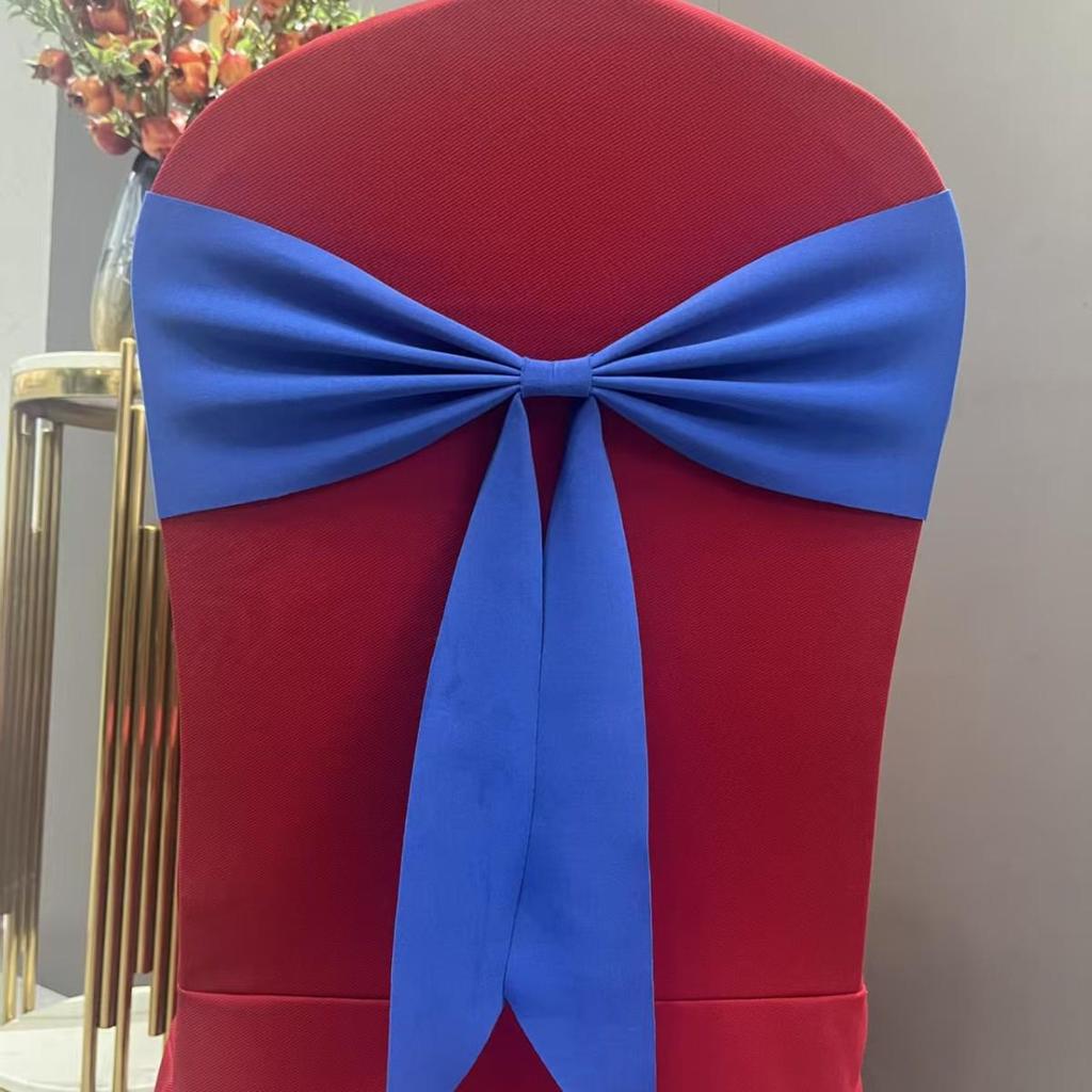 Elastic Chair Back Cover with Decorative Flower Tie for Banquets