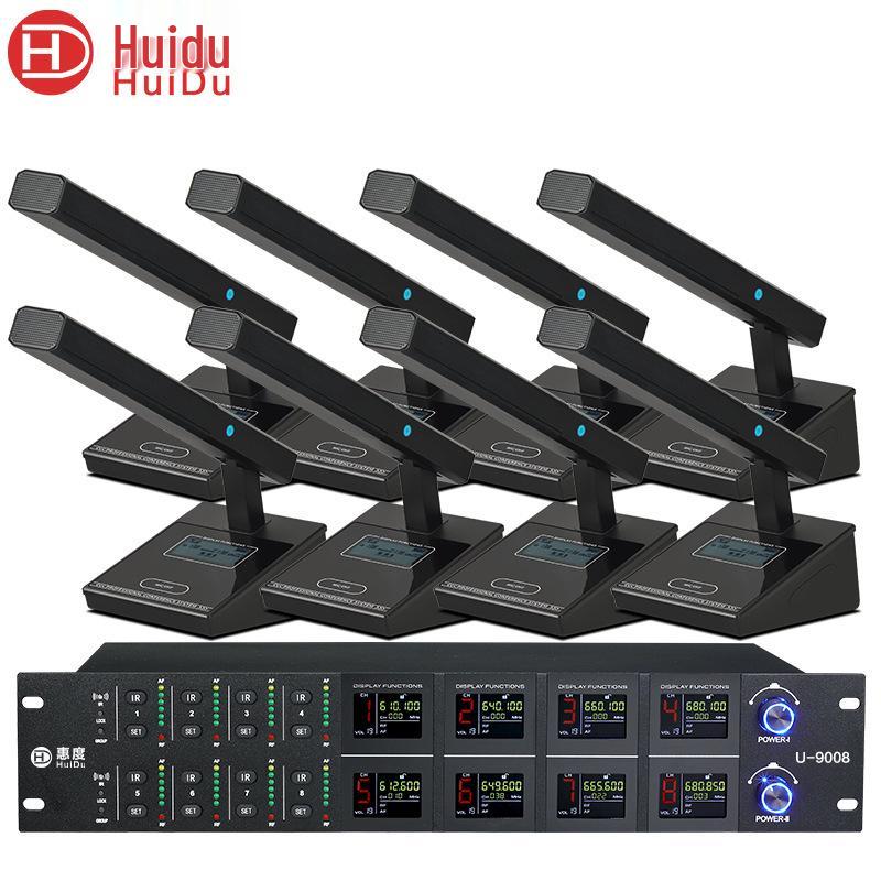 HuiDu U-9008 Pro Wireless FM Microphone for Meetings & Performances: Gooseneck Square Tube Design, Perfect for KTV