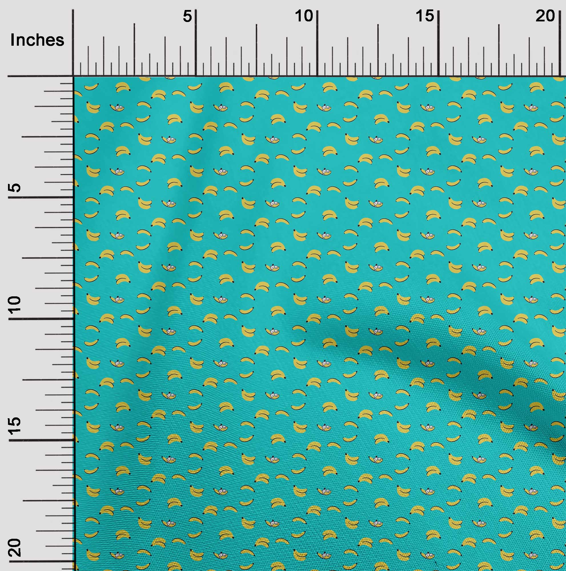 

OneOone Cotton Flex Black Fabric Dog & Banana Fruits Craft Projects Decor Fabric Printed By The Yard 40 дюймів 42 Inch Wide - Viscose Chiffon бірюзовий колір синій