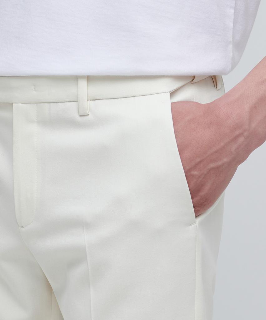 MUSINSA STANDARD Skinny Hidden Elastic Waist Crop Slacks [Cream]