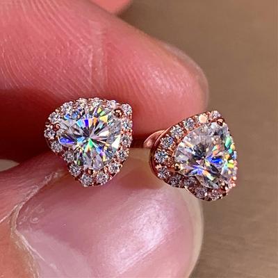 Romantic Women's Heart Stud Earring 3 Color Simple Stylish Girl Love Earring Gift Brilliant Cubic Zirconia Luxury Jewelry
