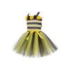 NEW Girls Cosplay Bee Costume Sleeveless Tulle Dress Headband Leg Warmers Wand Wing Sets for Cosplay Party Halloween Outfit