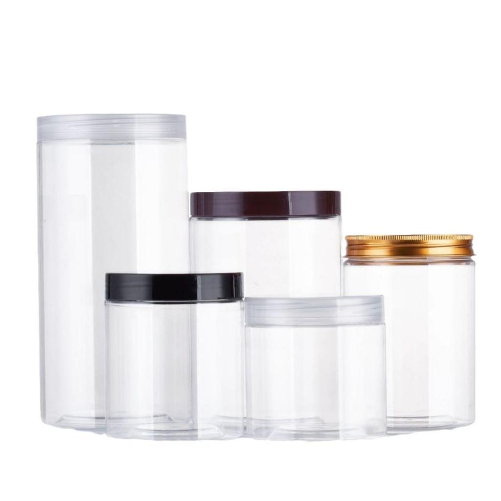 Spot Black Cover Clear PET Plastic Jar for Honey or Snacks - Wide Mouth, Sealed