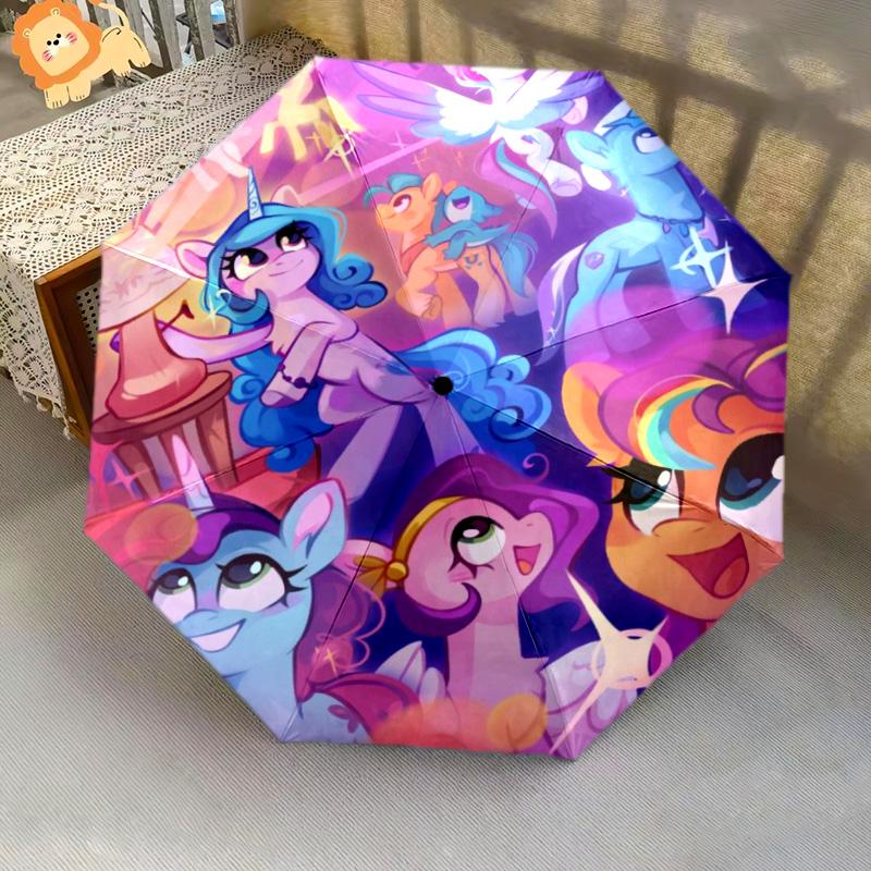 Rainbow Cloud Ponies Fly Folding Umbrella Suitable For All Seasons Portable Travel Umbrella Light Umbrella