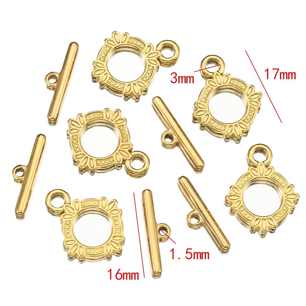 4sets Gold color Stainless Steel OT Toggle Clasps Clasps Love Heart Necklace Bracelet Buckle Connectors for Jewelry Making DIY