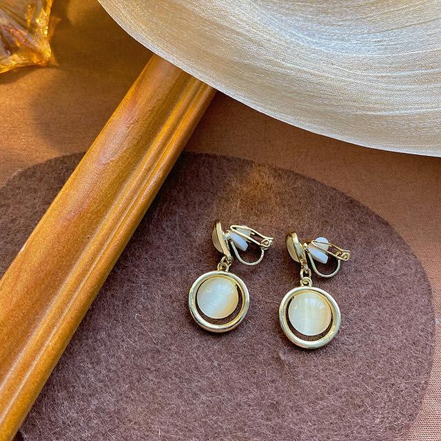 

Изысканные опаловые зажимы для ушей без пирсинга ушей, женский темперамент, длинные простые украшения для ушей, тонкие серьги, темперамент, модно