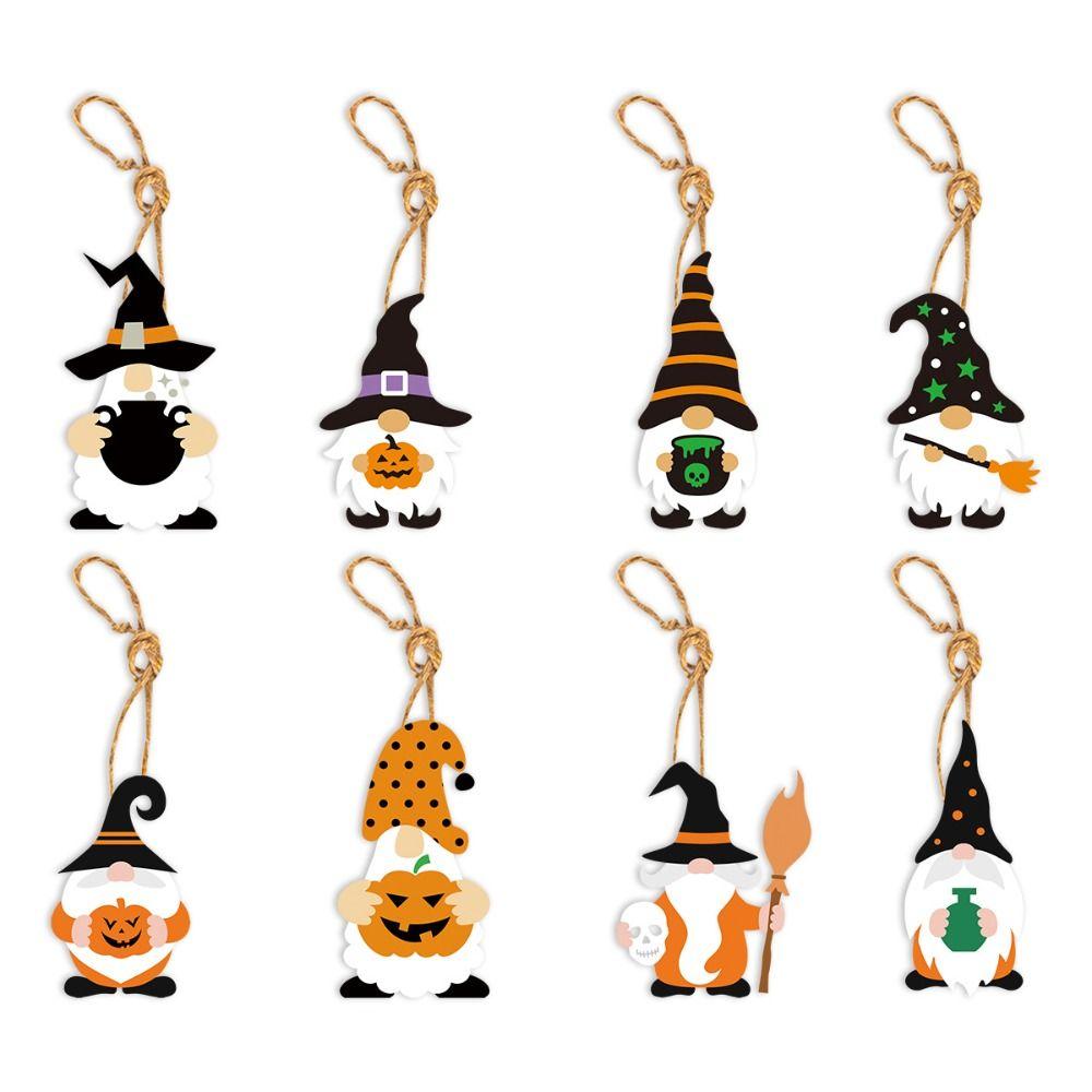 

8pcs Eyeball Gnome Pumpkin Ghost Ornaments Paper Halloween Pendant Haunted House B