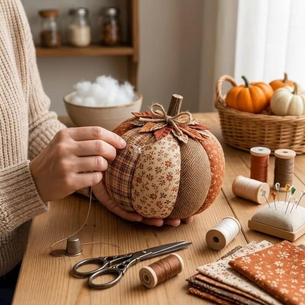 Owl Bear Halloween DIY Sewing Kit Vintage Style Pumpkin Fabric Kit Creative Floral Fabric Set Gift