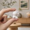 3D Printed Luck Cat Statue, Cute White Maneki Figurine, Matte White Mini Fortune Cat Ornament for Home Desk Bedroom Decor, Holiday Birthday