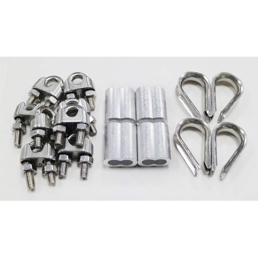 Abimars Wire Cable Clamps 3/8", 304 Stainless Steel Wire Rope Clamp, Cable Clip Clamp with Aluminum Crimping Loop and Thimble