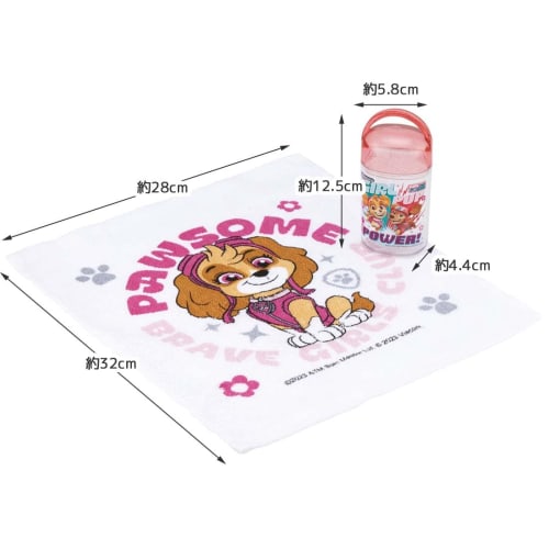 Skater Wet Towel Set with Case, Kids', Made In Japan, Paw Patrol Girl Pup, OA5AG-A