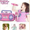 Gold Toy Kids Cartoon Music Microphone With Stand Can Connect With Mp3,Real Echo Sounds Toys Gift