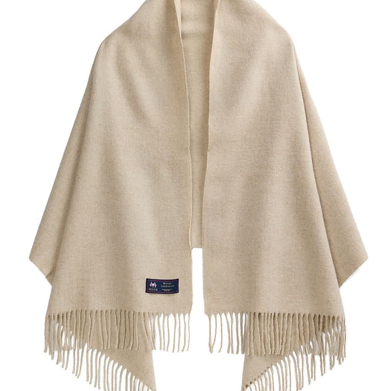 

ABRAHAM MOON Merino Wool Shawl 70cm - Beige FREE