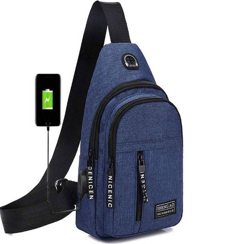 2025 New Men's Oxford Chest Bag Multi-functional Sports Outdoor Crossbody Bag Leisure Headset Shoulder Bag