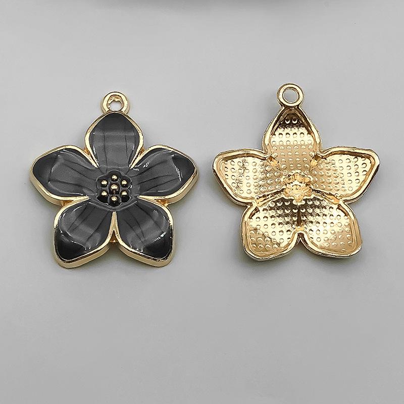 Colorful Pearlescent Cherry Blossom Alloy Keychain, Earrings, Necklace, Bracelet, Pendant Set