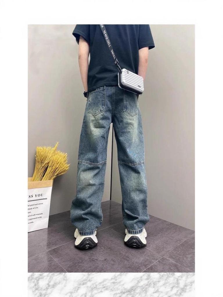 2025 Jugend Herren Harem Locker Geschnitten Gewaschene Blaue Jeans für Frühling & Herbst