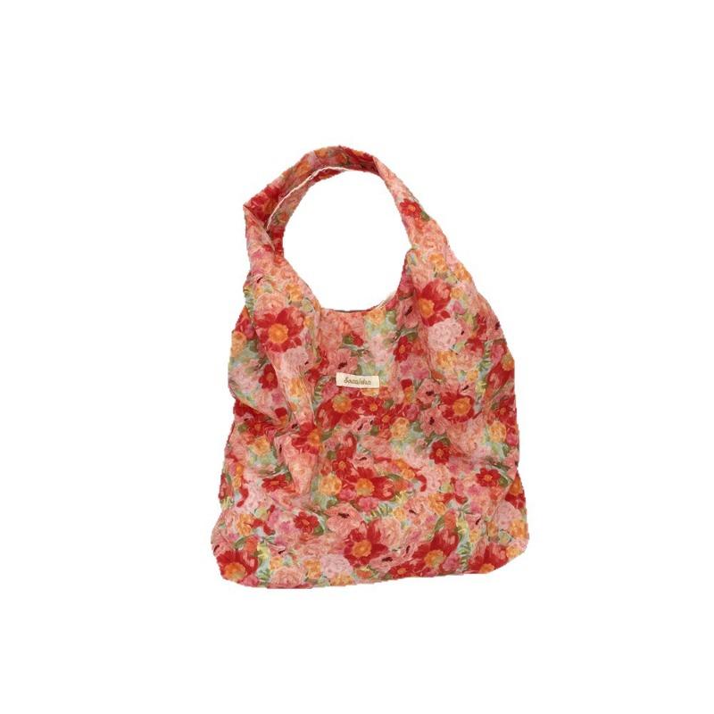 New Pastoral Floral Shoulder Handbag Commuting Large-capacity Vest Bag Going Out Canvas Bag