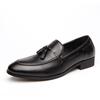 Men's Slip-On Leather Brogues - Pointed Toe, Korean Style, Casual & Formal Shoes for Hairdressers.