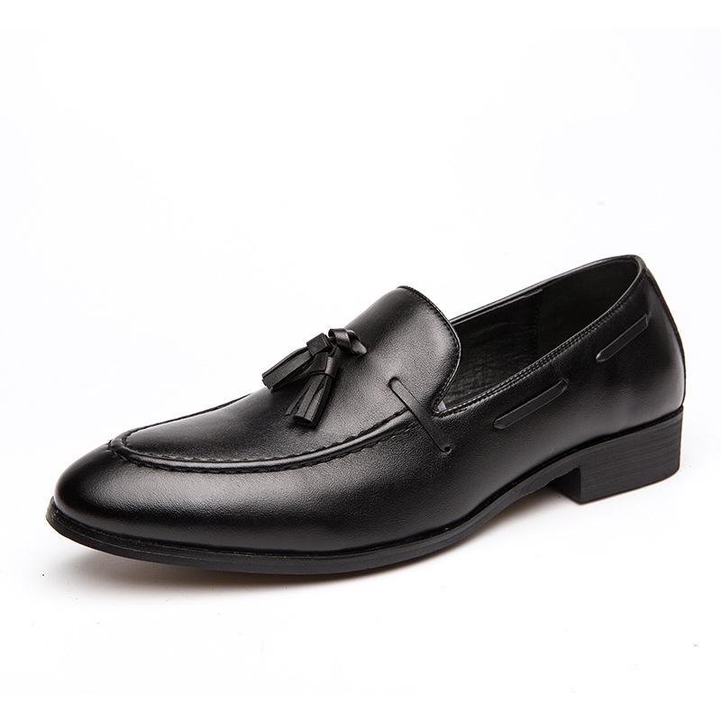 Men's Slip-On Leather Brogues - Pointed Toe, Korean Style, Casual & Formal Shoes for Hairdressers.