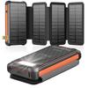 Solar Power Bank 26800mAh,Wireless Solar Charger PD22.5W,with 3 Outputs,Outdoor Waterproof External Battery,with 4 Solar Panels