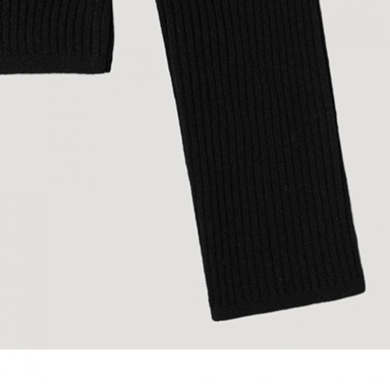 She S miSS Rib V Neck Button Slim Knit SSkpop12070 Bk