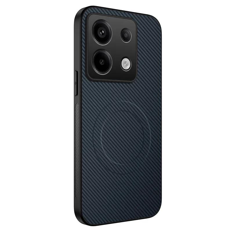 For Redmi Note 13 Note 14 Magnetic Wireless Charging Carbon Fiber Case For Redmi Note 14 Pro Plus Anti-Drop Silicone Soft Cover