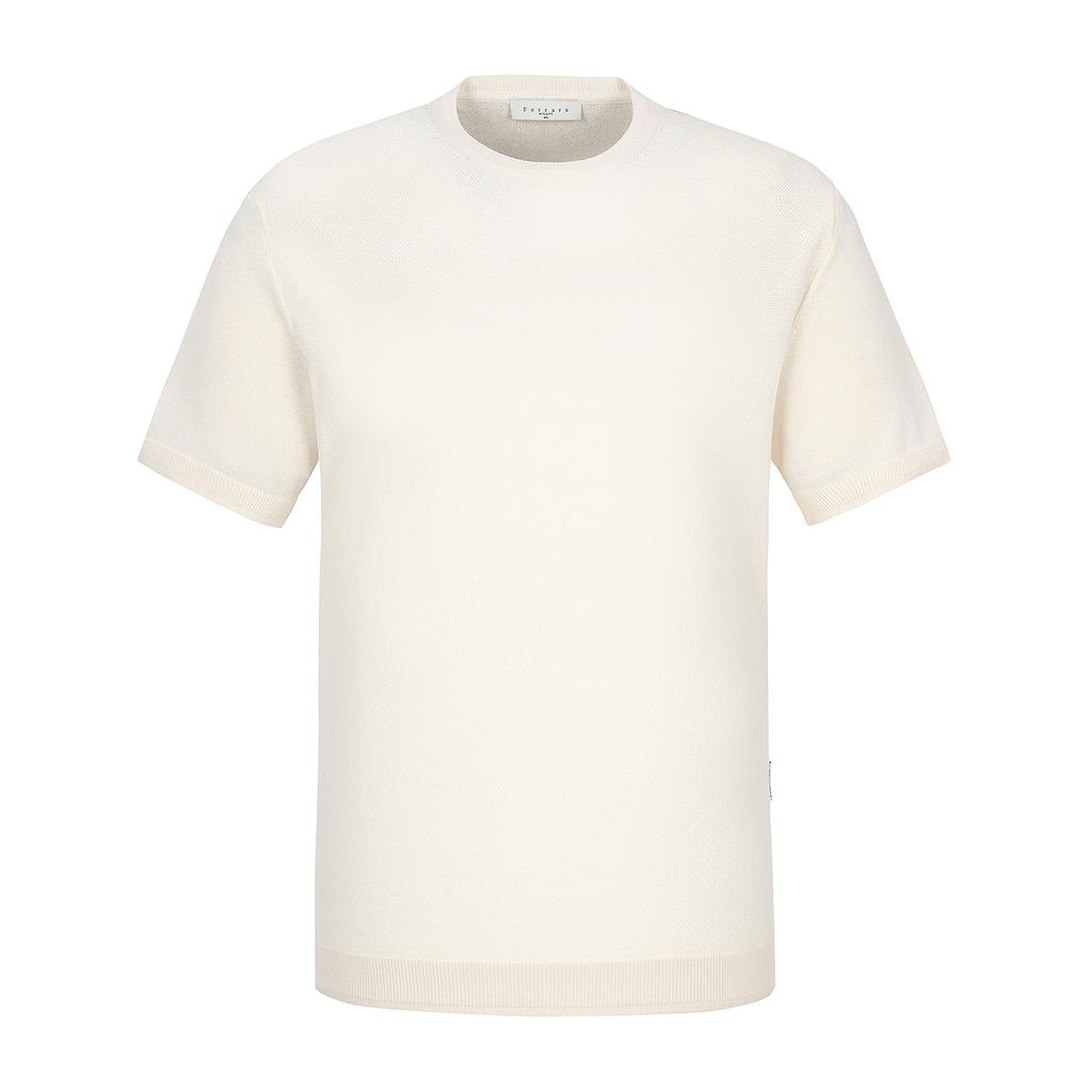 FERRAROMILANO Basic Round Short Sleeve Knit Ivory (Amserd20161)
