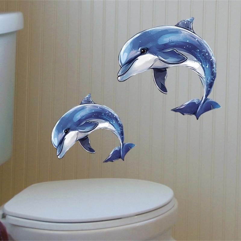 

Светящаяся в темноте наклейка на туалет с дельфином, самоклеящаяся водонепроницаемая ПВХ-наклейка для детской комнаты, спальни, ванной комнаты, украшения дома