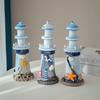 Wooden Lighthouse Decors Nauticals Theme Decors Lighthouse with Starfishs Fish Net Decors Decorative Ornament for Home Decors