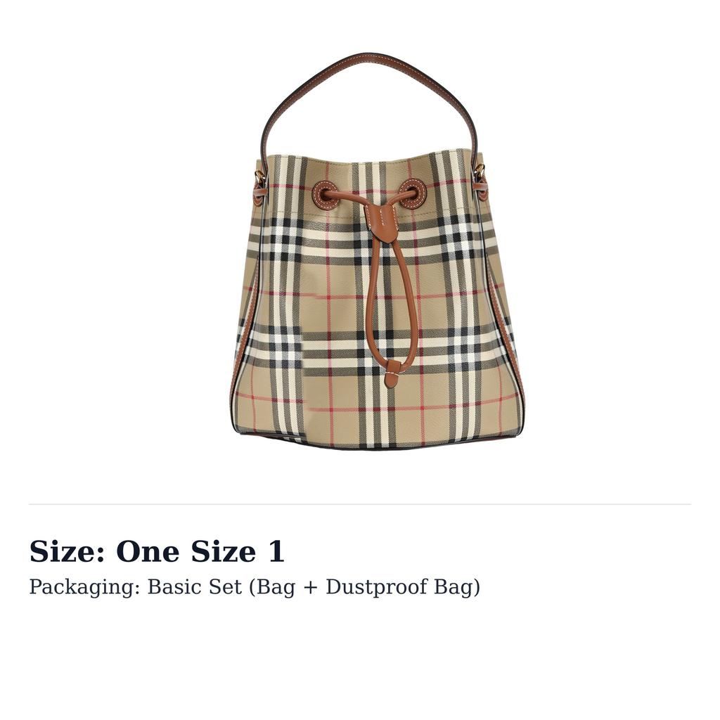Burberry Polyurethane Bucket Bag Handbag Small Women's Beige & Black 81004901