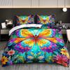 3pcs Vibrant Butterfly Floral Bedding Duvet Cover Set Butterfly Garden Bedding Set Colorful Butterfly Themed Tropical Butterfly