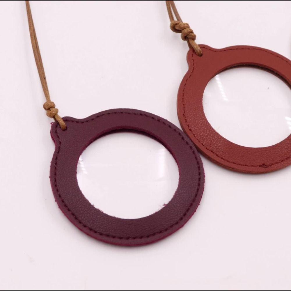 Easy-pull Buckle Reading Magnifying Glass Leather Case PU Leather Key Chain  Seniors