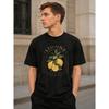 Herren schwarzes Kurzarm-T-Shirt mit Vintage-Zitronengrafik, lockere Passform Rundhalsausschnitt weiches Baumwoll-T-Shirt für lässigen Sommer-Streetwear Dolce Vita Stil