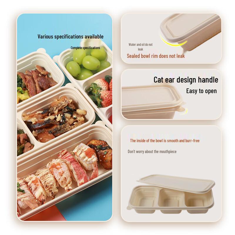 Xinyi 3-Compartment Biodegradable Corn Starch Takeaway Meal Boxes