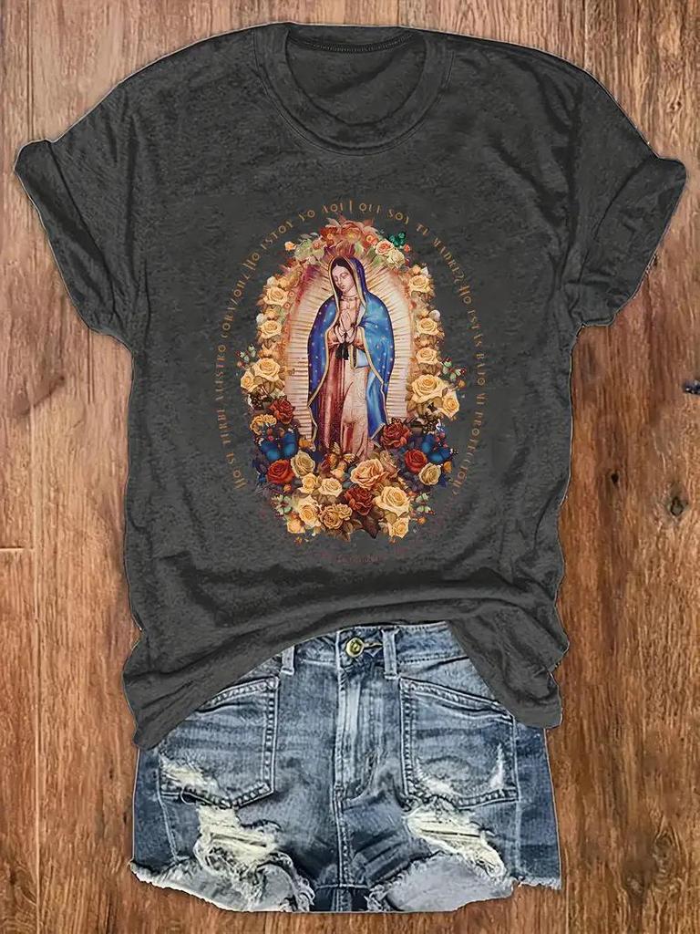 Damen Weihnachts-Rundhals-Kurzarm-Top - Europäischer und Amerikanischer Stil