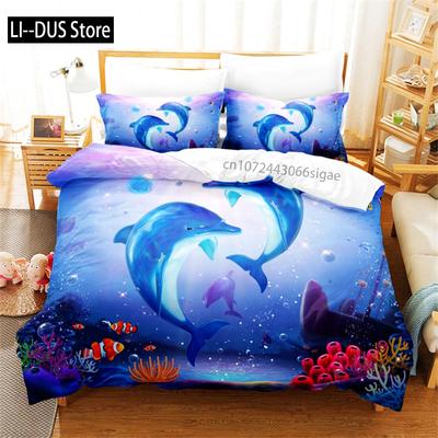 Blue Dolphin Design Bedding Set Duvet Cover Set 3d Bedding Digital Printing Queen Size Bedding Set Fashion Design
