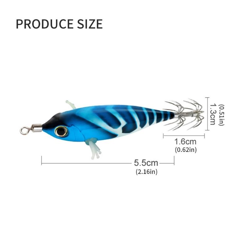 Fishing Lures Shrimp Lures Baits Glow Jig Hook 5.5cm Glow Squid Jig Artificial Hard Baits Cuttlefish Hook