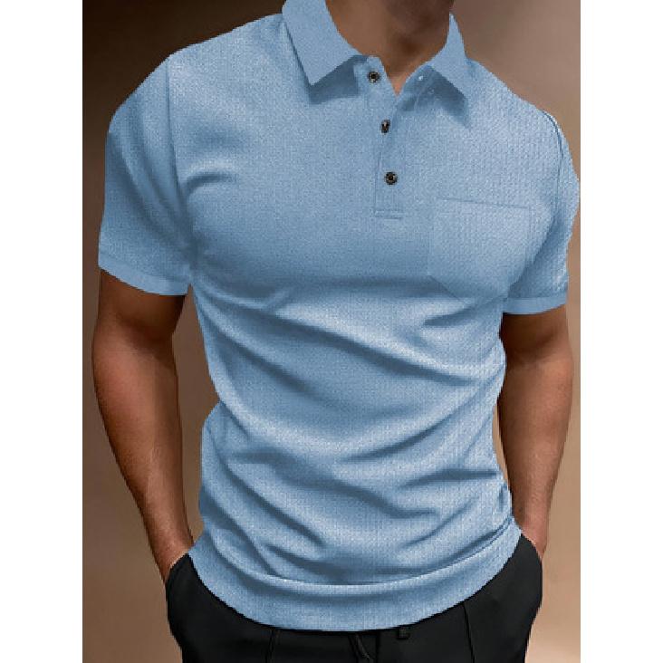 Summer New Men'S Polo Shirt Short-Sleeved Button-Down T-Shirt Loose Pocket Tops For Men