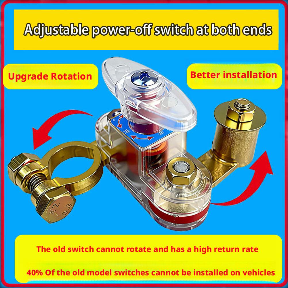 Double Rotating Universal Car Battery Disconnect Switch 12V 24V, Heavy Duty Anti-Leak Battery Master Kill Switch For Car Boat RV