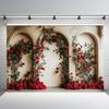 Valentine's Day Photography Backdrop White Arch Red Roses Love Heart Wedding Party Room Decor Girls Portrait Photo Background
