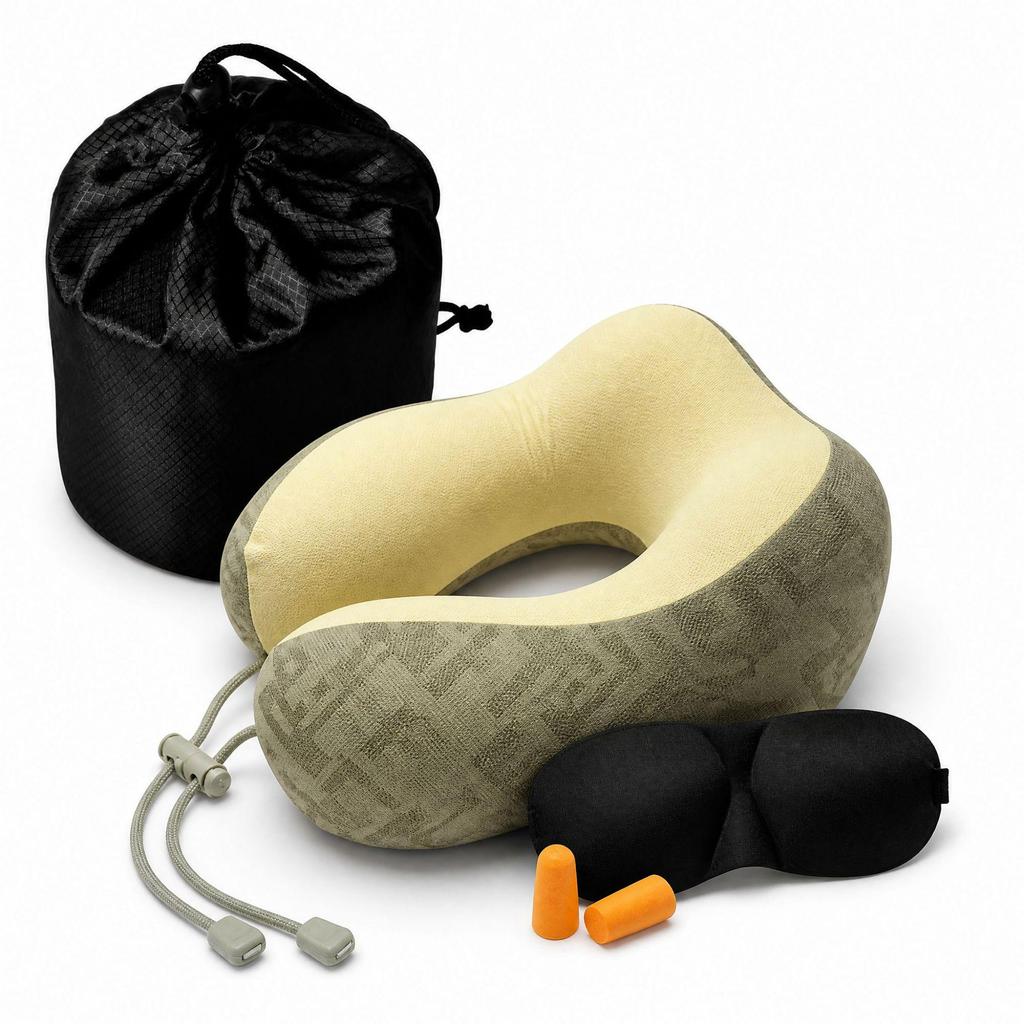 Portable Memory Foam U-Shaped Neck Pillow - Travel Sleep Support and Comfort